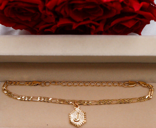 Gold-plated initial anklet